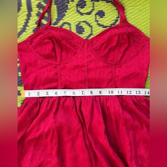 New Storia Red Fuchsia Spaghetti Straps Front Slit Maxi Dress Size Small Party - Picture 13 of 14